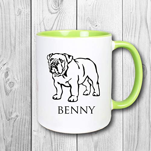 Tasse Becher Bulldogge stehend/personalisierbar - Tassenfarbe wählbar