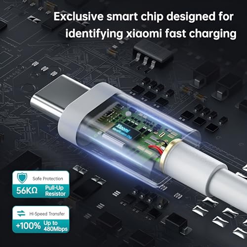 Image of 67W USB Type C Cable for Redmi, Poco, Mi Cellular Phone Data Cable 6A Compatible with Redmi Note 13, 13 pro,12,12 Pro,11,11Pro,10,10 Pro,9,10T,9, Poco M4 Pro,M5,X3 Support 33W,65W Charge, White