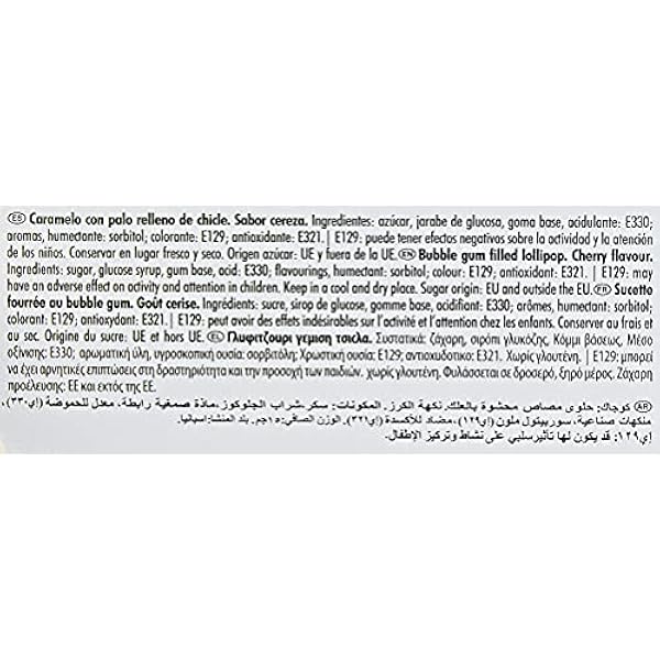 FIESTA Kojak Caramelo con Palo Sabor Cereza Relleno de Chicle - Caja de 100 unidades & Kojak Caramelo con Palo Sabor Cola Relleno de Chicle - Caja de 100 unidades