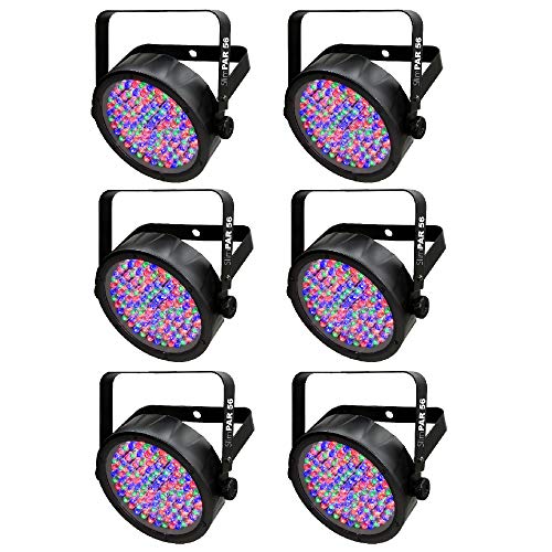 Chauvet DJ 56 LED DMX Slim Par Flat Can RGB Wash Light Effect Fixture (6 Pack)