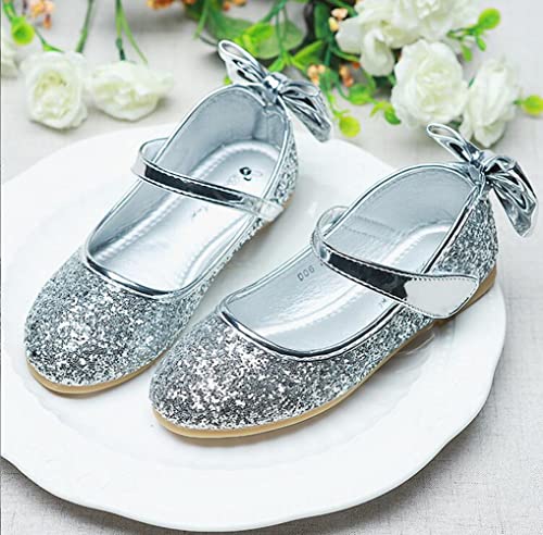 Girl's Mary Jane Ballet Flats with Bow Flower Girl Wedding Party Ballerina Dress Shoes3