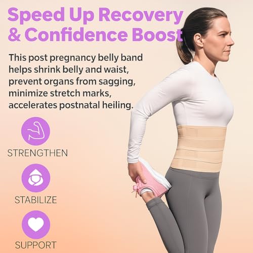 Image of Postpartum Belt After Delivery - Abdominal Belt for Women Tummy Control | Pregnancy Belts After Delivery | Maternity Belt After C-Section | Abdominal Binder for Post Pregnancy Recovery (Universal) (Beige+)