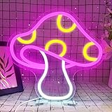 JanHune Mushroom Neon Signs LED Signs for Wall Dimmable Cute Mushroom Neon Lights for Bedroom Pink Neon Mushroom Signs for Game Room Living Room Wall Decor Birthday Gift for Kids Girls