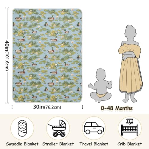 Image of Swaddle Blanket for Boys Girls Soft Warm Swaddle Blanket for Infant Toddler 30X40in Duck Pond