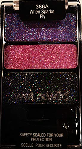 Wet N Wild Eyeshadow Trio Glitter Palette When Sparks Fly 386A (Limited Edition) (Purple, Pink & Black)