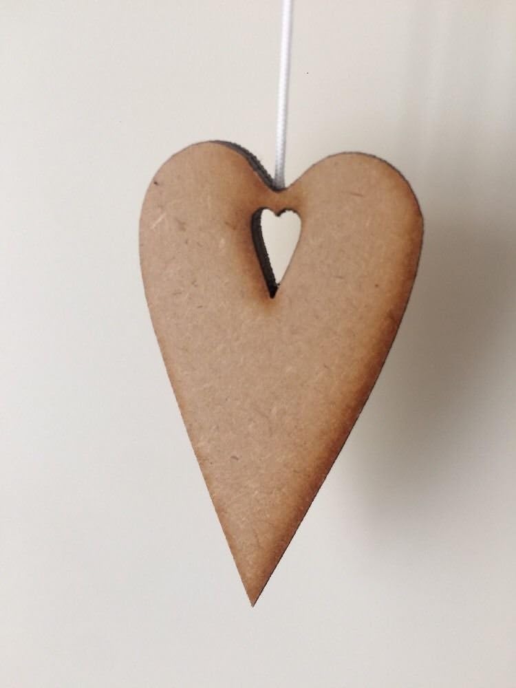 Shabby Chic Wooden Heart Light Pull Cord, with White Cord & Heart Cut Out