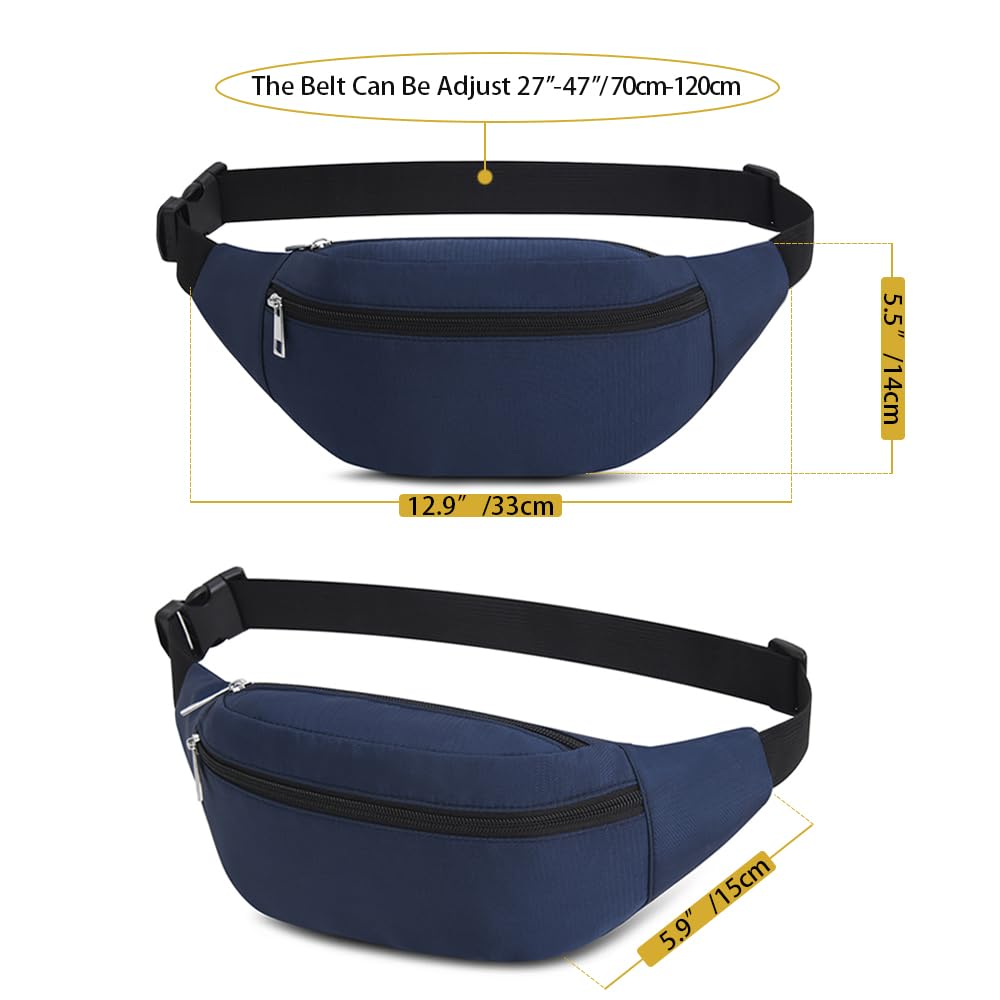 Waterproof Bumbags Waist Fanny Pack for Men Women Ladies Fashion Bum Bag with Adjustable Belt for Sport Running Hiking Jogging Girls Women Men (Blue) - Image 4