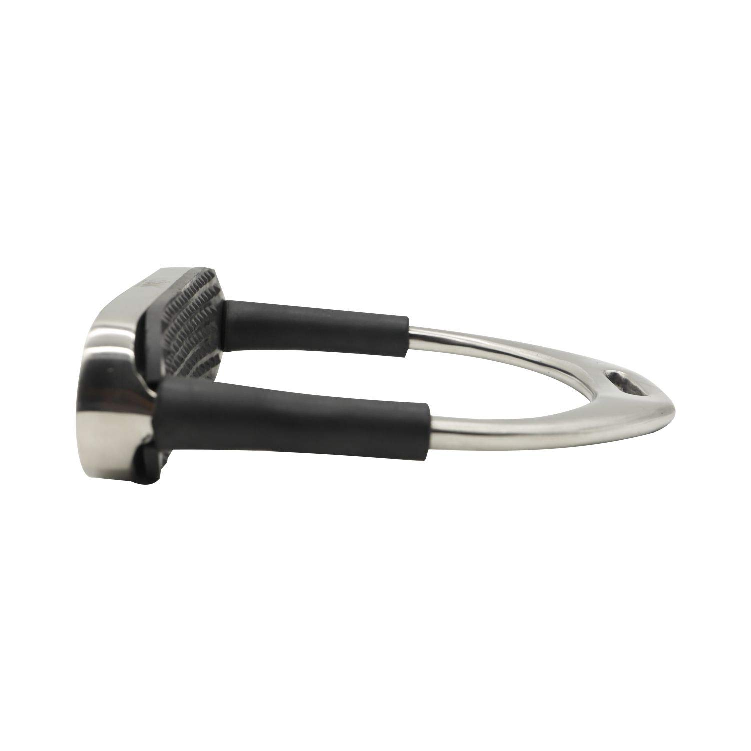 AK Flexi plegable de acero inoxidable para montar a caballo, estribos ecuestres con banda de rodadura negra (4 pulgadas, plata)