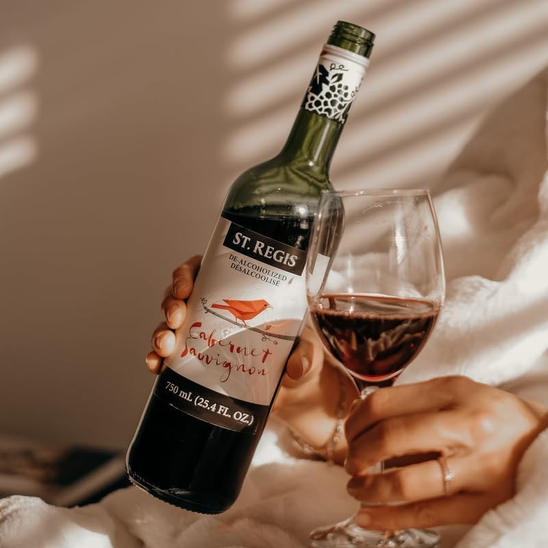 Image of ST. REGIS Non-Alcoholic Cabernet Sauvignon, 25.4 Fl Oz (4 Pack) - Low Calorie, Low Sugar - Fruity & Spicy Rich Flavor from Spain