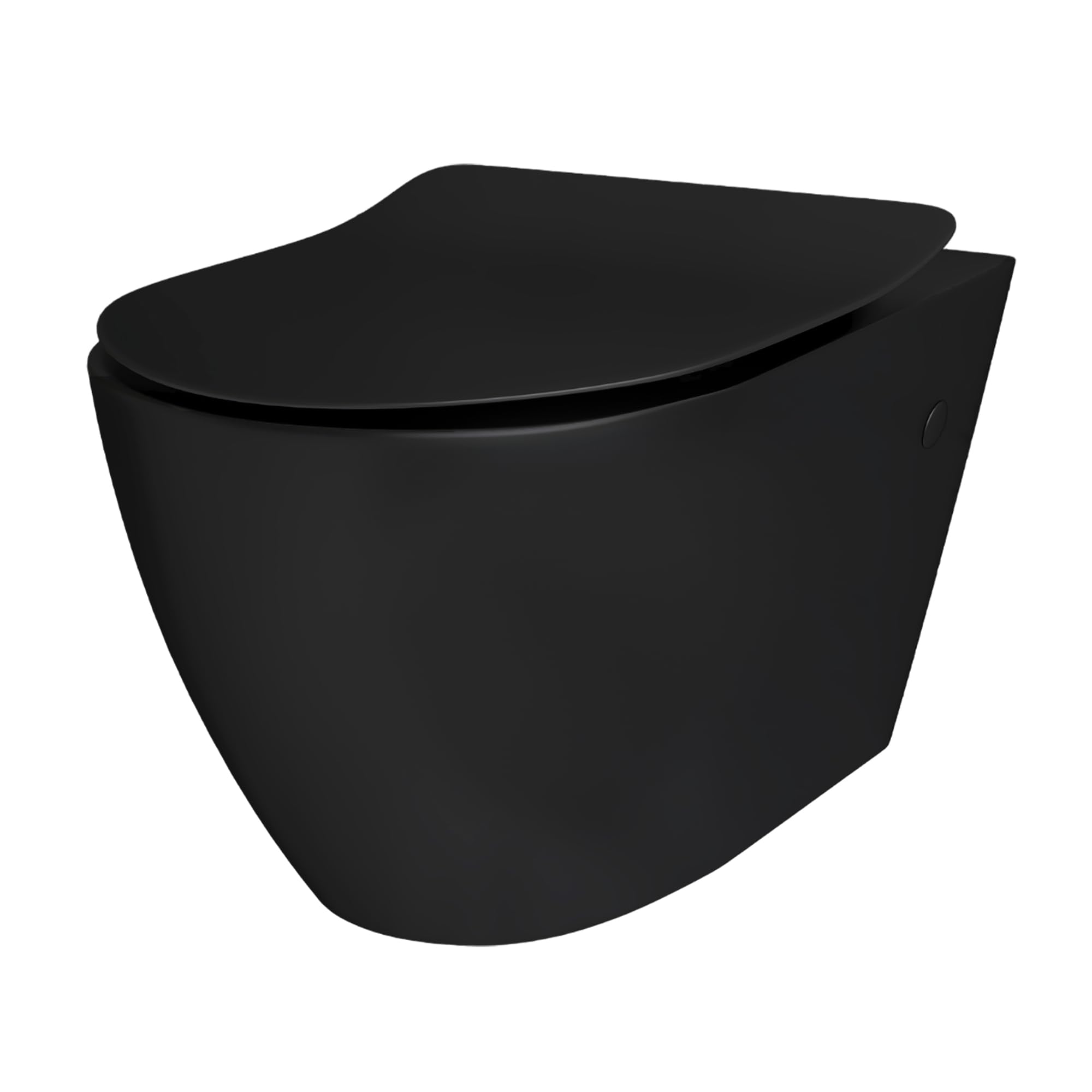 Alpenberger Hänge WC Spülrandlos in Schwarz Matt | Gäste WC Kloschüssel & Toilettendeckel mit Absenkautomatik | Keramik Toilette mit Nano Beschichtung | Wand WC Set Passend zu Geberit (Insara 9025)