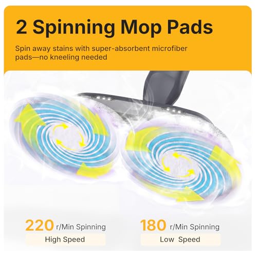 Image of NEWBULIG Steam Mop, All-in-One Steam Mops for Floor Cleaning with Rapid Re-heat, Self-Standing Floor Steamer, 4 Rotating Scrub Pads, 2 LED Headlights, for Hardwood Floors & Tile
