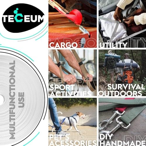 Image of TECEUM 3 /4 inch & 5 /8 inch & 1 inch & 1.5 inch & 2 inch Webbing - 10 25 50 Yards - 40+ Colors - Heavy Duty 1 Inch 1.5 Inch 2 Inch Backpack Straps - Webbing for Outdoors Indoors Crafting DIY