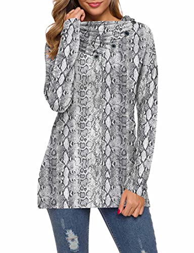 Image of WEACZZY Women's Long Sleeve Shirts Button Cowl Neck Casual Loose Tunic Tops Blouse Dressy Fashion 2026
