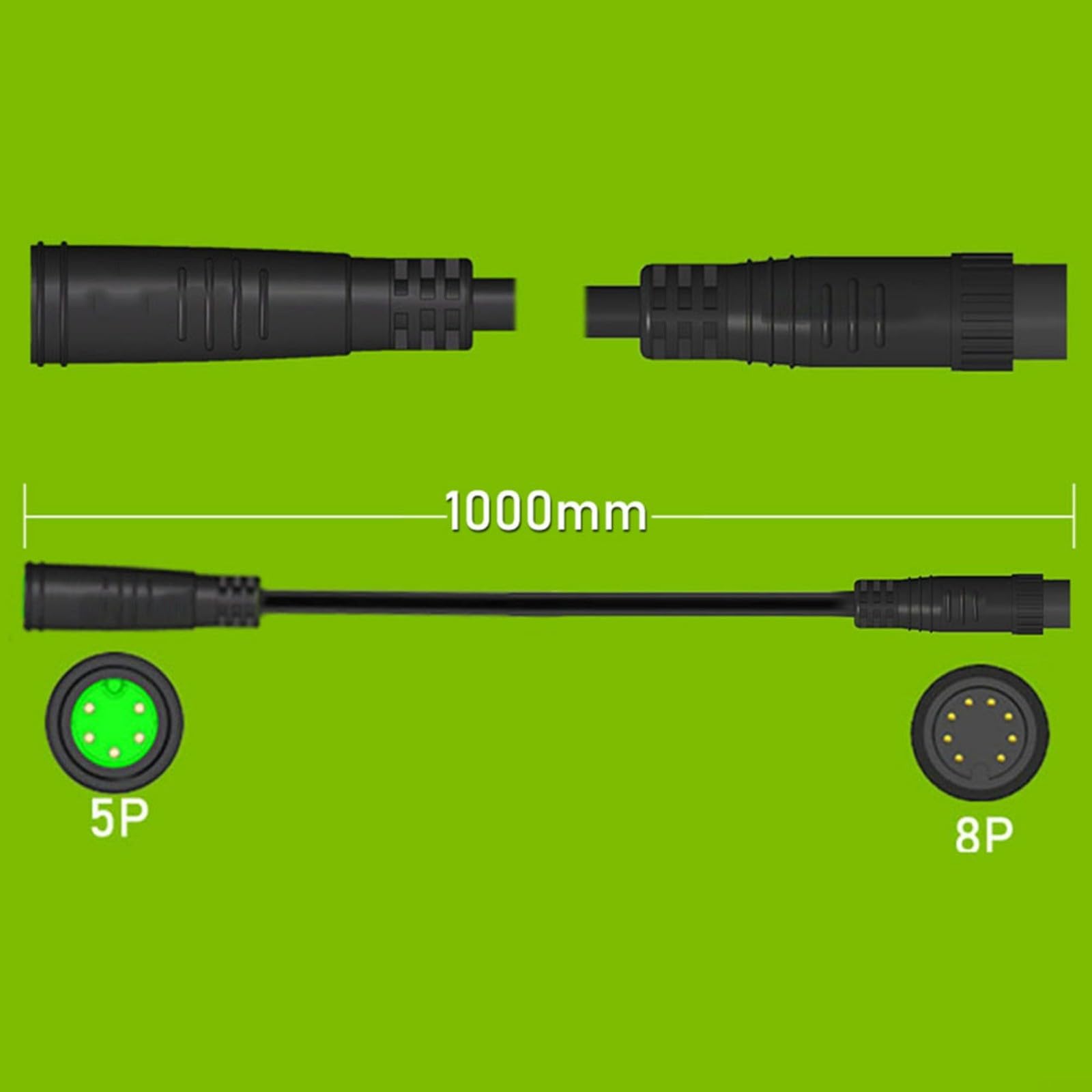 Ebike, cavo di prolunga impermeabile da 8 pin a 5 pin per bicicletta elettrica serie KT, adattatore da 1000 mm