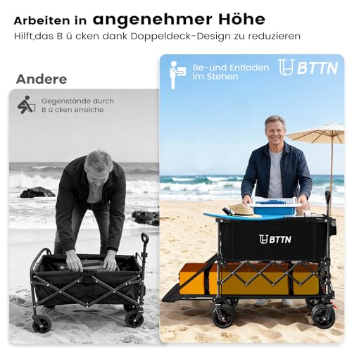 BTTN 400L Doppeldecker Bollerwagen Faltbar – 250kg Traglast - 8