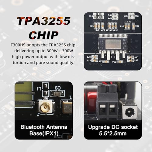 Image of T300HS 2.0 Channel 600W Bluetooth Power Amplifier Board, TPA3255 Chip, Vehicle Amplifier with Bluetooth /AUX /USB Inputs for DIY Speaker