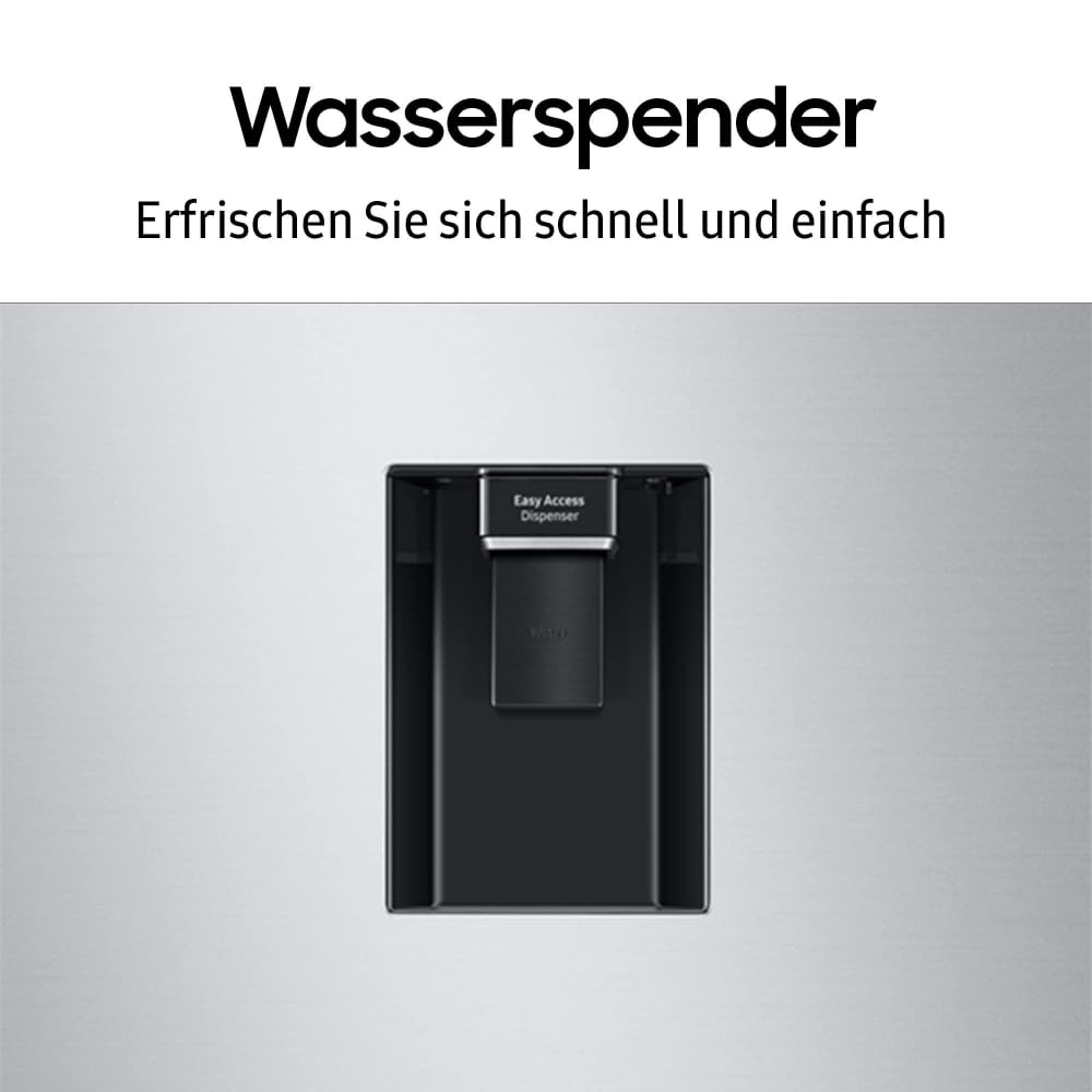 Samsung Kühl-Gefrier-Kombination, Kühlschrank mit Gefrierfach, 185 cm, 341 l Gesamtvolumen, 114 l Gefrierteil, AI Energy Mode, Wasserspender, Edelstahl-Look, RL34C652CSA/EG