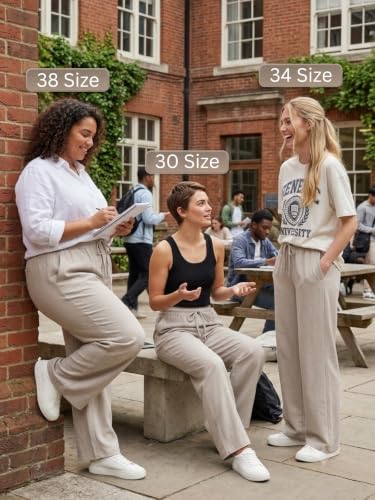 Image of Leriya Fashion Women Relaxed Fit Wide Leg Trousers | Malai Cottage Elastic Drawstring Wide Leg Pants for Women | Casual Straight Lounge Pants with Pockets | Stylish Everyday Office Outfit Bottom Pant