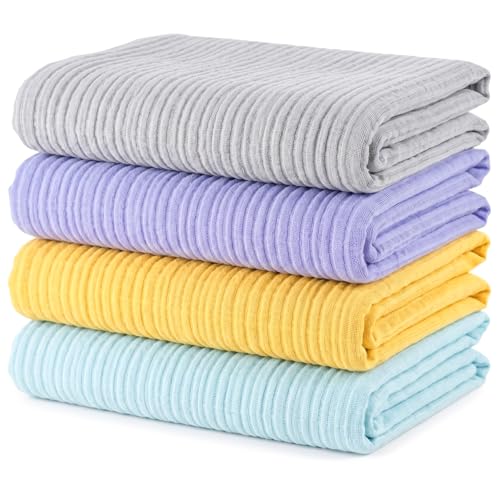 Image of Muslin Swaddle Blankets for Newborns, 4 Pack Multipurpose 100% Organic Cotton, Ultra Soft Breathable Receiving Blanket 47 x 47 inches, Swaddle Wrap for Baby Boys & Girls