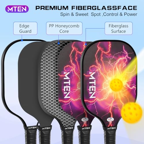 Image of MTEN Pickleball Paddles Set of 2 /4 /1, USAPA Approved Fiberglass Rackets