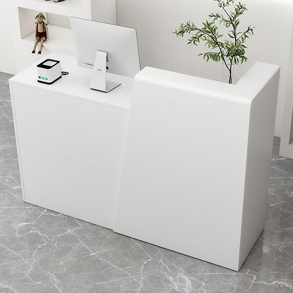 Scrivania modulare a LED per reception con cassetti chiudibili - Esclusivo contatore registratore di cassa da 80 cm per negozi e aree di ricevimento - Design elegante e caratteristiche funzionali