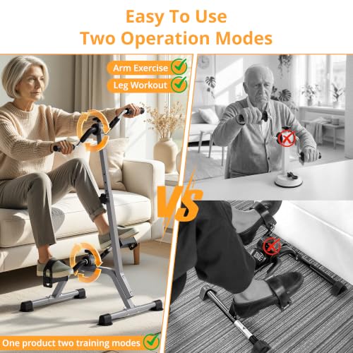Image of RYGEO pedal Exerciser Arm Leg Exerciser While Sitting for Seniors, Portable Fitness Equipment for Total Body Workout - Great Gift for Elderly Rehab