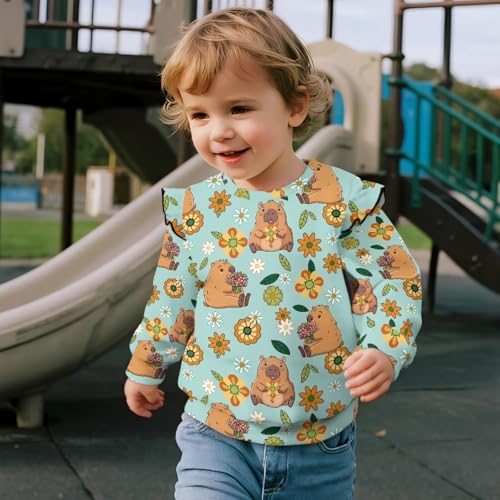 Girls Long Sleeve T Shirts Casual Ruffle Sleeve Crewneck Fall Tops Tees Pullover Cute Blouses for Girls Sweatshirt3