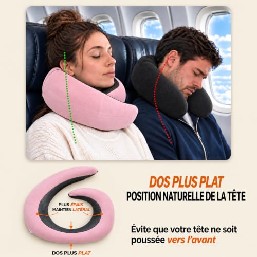 Coussin De Voyage Avion : sleepfly Coussin de Voyage à Capuche Tour de Cou Avion, Rose (Top 1) – Image 6