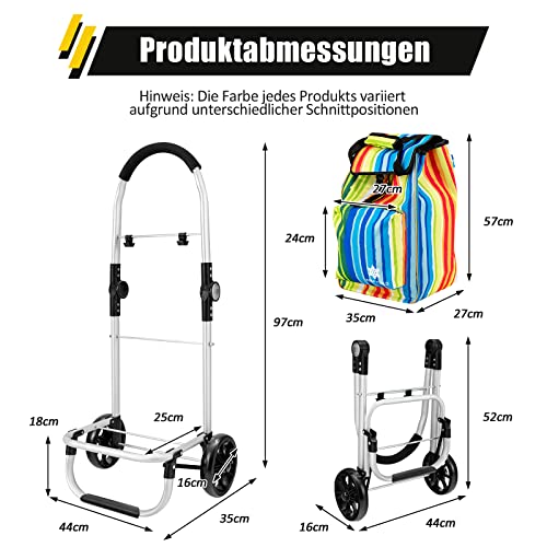COSTWAY 53L Einkaufstrolley mit Kühlfach und 2 Haken, Einkaufswagen klappbar, Handwagen bis 50kg belastbar abnehmbare… – Bild 7