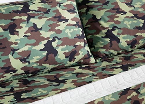 Chezmoi Collection Military Camo 4-Piece Sheet Set - Camouflage Army Green Printed Soft Microfiber Sheets, King Size #TOP2