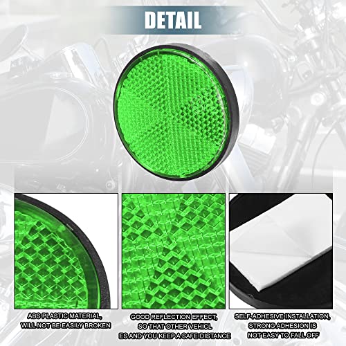 Image of X AUTOHAUX 8 Pcs Round Stick-on Safety Spoke Reflective Self Adhesive Reflector for Gate Posts Cars Trailer Motorcycle Trucks Boat Bicycle Bike Green