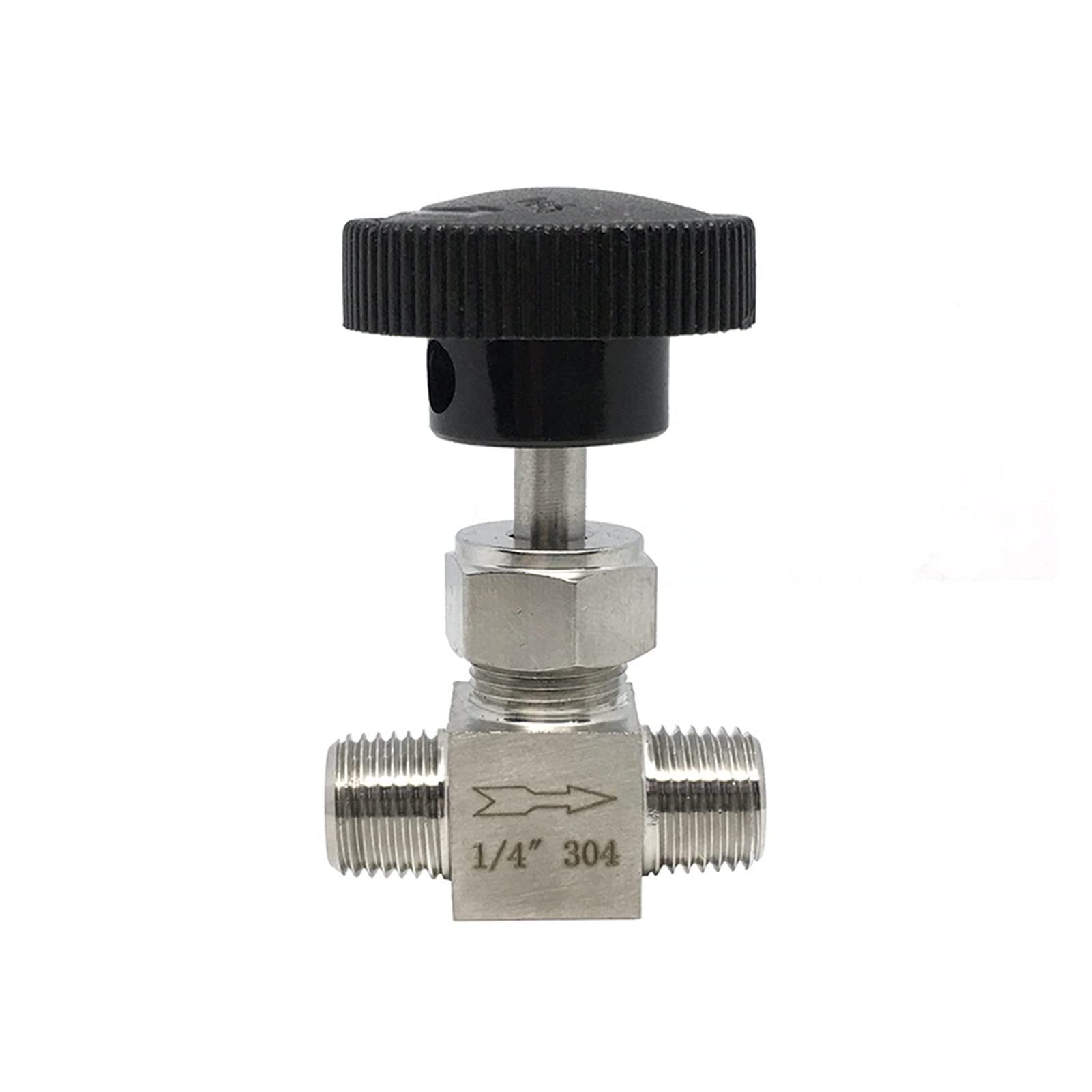JUN-STORE SENMIAO-CMM 1pc Adjustable Needle Valve 1/8 1/4 3/8 1/2 Inch Male Thread Stainless Steel 304 Flow Control Crane Straight Needle Valve (Specification : 1/2Inch)