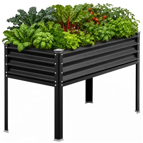 Patiobay 48 x 24 x 32 In. Powder-Coated Metal Elevated Planter
