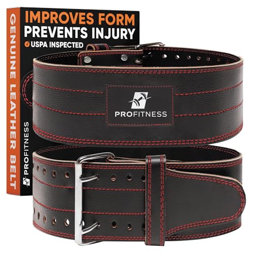Top 9 Must Have Home Gym Essentials ProFitness Weight Lifting Belt (5mm Thick) - Leather Weight Belt for Men & Women - Back Support Squat Belt - Gym Belt for Weightlifting, Powerlifting & Deadlifts | Adjustable Weightlifting Belt