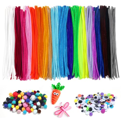600 Piezas Limpia Pipas Coloridos, 20 Colores limpiapipas Manualidades, 30 cm x 6 mm Macaron Chenilla Tallos Limpia Pipas para Niños Manualidades DIY Decoraciones