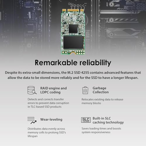 Image of Transcend 1TB M.2 SSD 425S SATA III 6Gb /s M.2 2242 42mm SSD SLC caching and LDPC ECC Mechanism Read /Write Speed up to 550 /500 MB /s - TS1TMTS425S