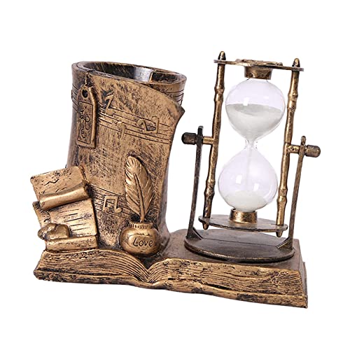 gazechimp Suporte de caneta estilo retrô europeu ampulheta temporizador de ornamentos criativos sand