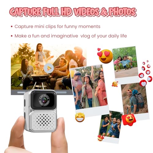 Image of FETACA Tiny Mini Camera with Filter Modes, HD Video, Flashlight & Keychain | Portable Cute Vlogging Camera for Travel, Gifts & Fun (Gray)