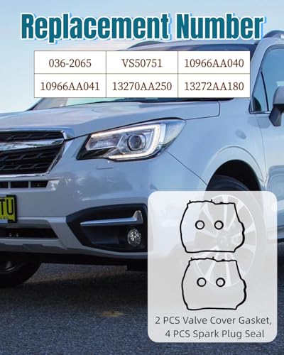 Image of VS50751 Engine Valve Cover Gasket and Spark Plug Seals | Fit for Subaru BRZ Forester WRX, For Scion FRS, For Toyota 86, Replace 10966AA041 13270AA250