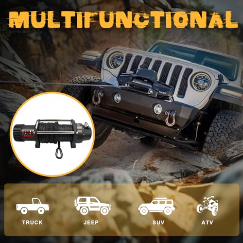Winch eléctrico 12000 lb motor 12V control remoto miniatura 7