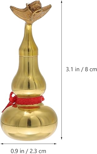 Miniatura 7 de PRETYZOOM Cucurbit de cobre Wu Lou Hu Lu - Estatua de calabaza de cobre dorado, Calabash Fengshui, figura de la suerte y el tesoro, coleccionable