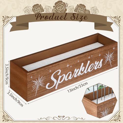 Jingmore Wedding Sparklers Holder Rustic Woodland Outdoor Wedding Birthday Fairy Wands Sign Tray Decor Party Favor Accessories for Anniversary Bridal Shower Party Supplies, Excluded Sparklers - Thumbnail 2