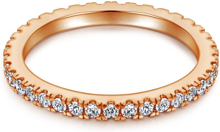 LOVECORE 14K Gold Plated 925 Sterling Silver CZ Faux Diamond Dainty Stacking Rings Statement Rings Promise Rings Wedding Bands Stackable Rings Eternity Rings for Women for Couples for Her Size 5-9 - Image 2