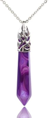 Justinstones Gemstone Hexagonal Pointed Reiki Chakra Pendant Necklace 20"