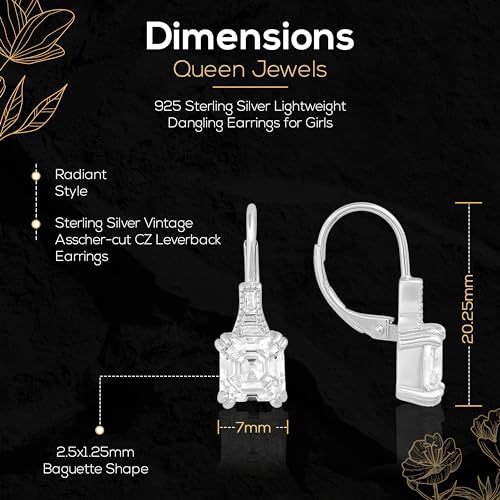 Queen Jewels 925 Sterling Silver 14k Gold Lightweight Leverback Dangle Earrings With Cubic Zirconia2
