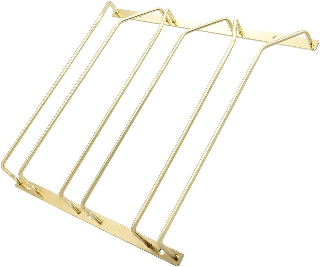 30.5cm Wine Glass Rack - Under Cabinet Stemware Wine Glass Holder Glasses Storage Hanger Metal Organizer for Bar Kitchen, Gold Finish (3 Rows, 1 Pack)