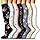 7 Pairs Graduated Compression Socks Women and Men Circulation, Compression Stockings for Support Running Nurse Travel (Flower, S/M)