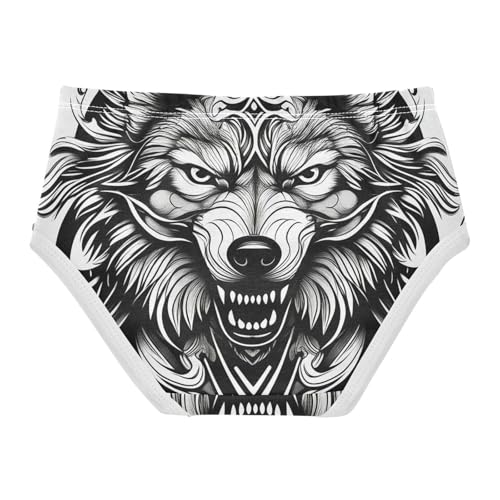 Toddler Underwear Floral 2t Cotton Panties Little Girl Animal Briefs Girls Undies Black White Wolf Head2