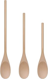 3PC Wooden Spoon for Cooking, Long handle 12" 10" 8" Wood Serving Spoons Set for Mixing Stirring Tasting, Maple Wood Nonstick Kitchen Utensils.