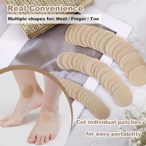Image of 48pcs Round Moleskin for Feet, Adhesive Moleskin Padding Prevention Pads Foot Protection Moleskin Strips Mole Skin Tape Patch for Feet Shoes Toes Heel, 3 Sizes